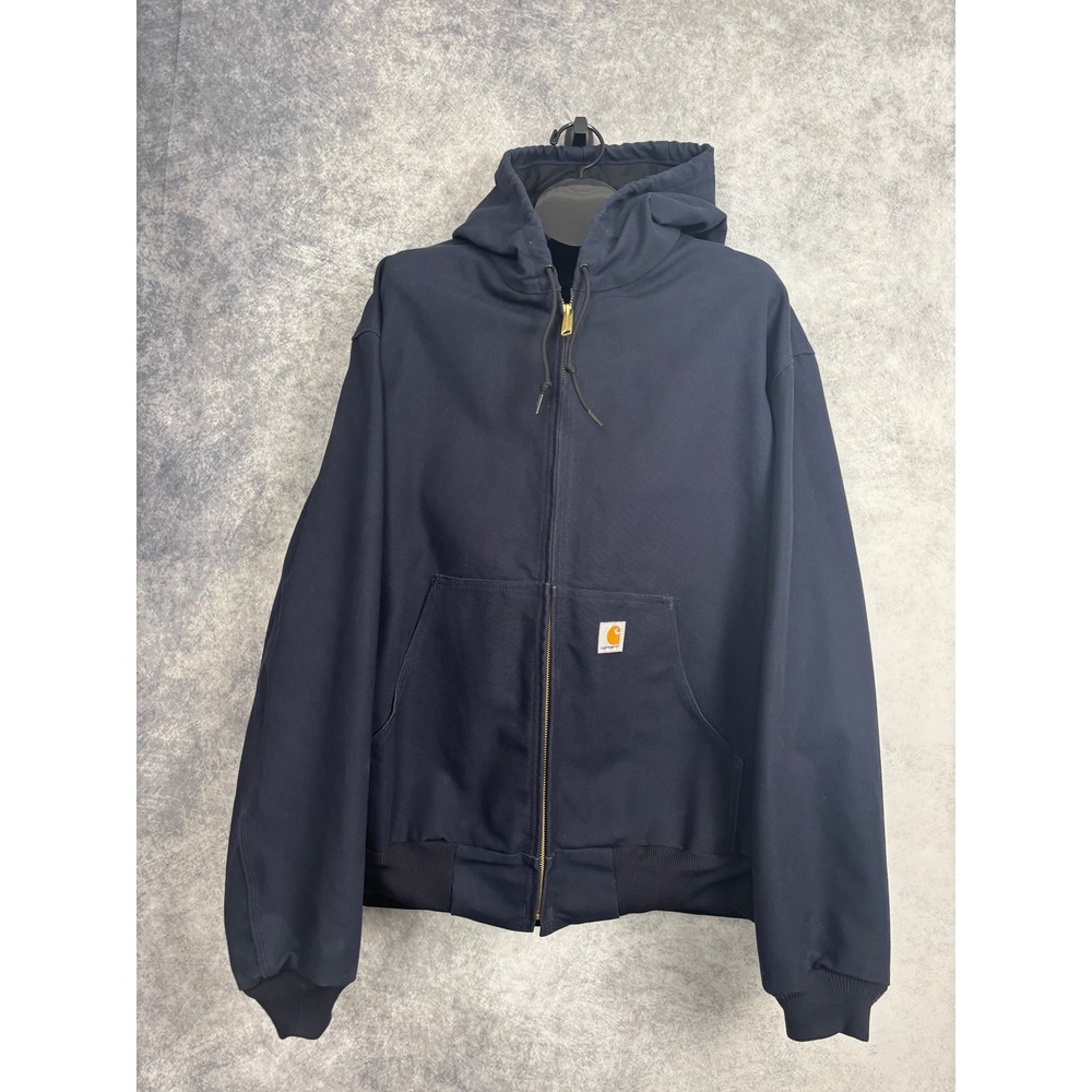 Carhartt J131 DNY Navy Blue Union Made Duck Canvas Jacket Thermal Lined Mens XXL